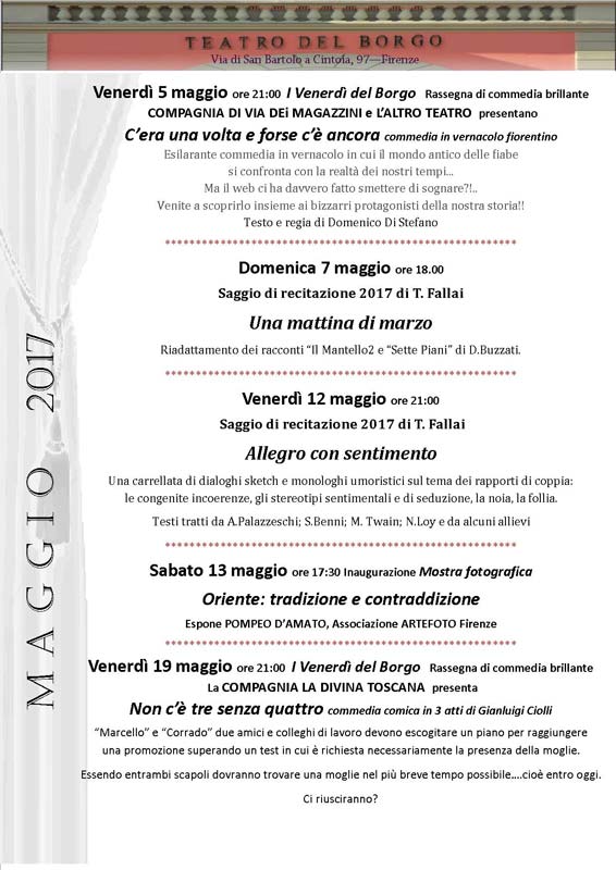 calendario eventi maggio