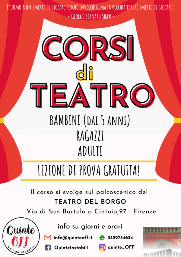 Corsi di Teatro per bambini, ragazzi e adulti